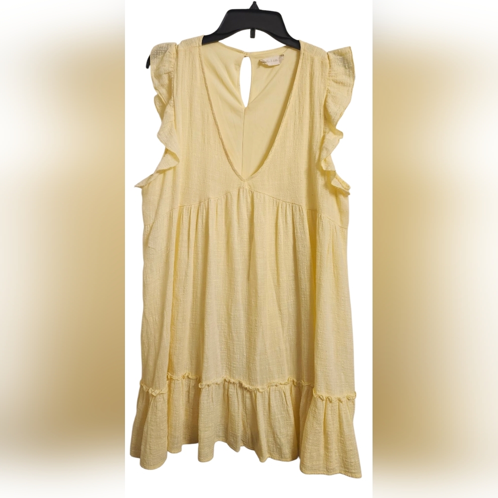 Cottagecore Mini Dress Altar'd State Sunlit Yellow Ruffle Sleeveless Dress